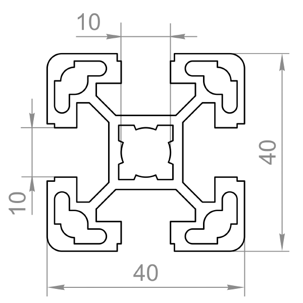 верстатний алюмінієвий профіль 40х40 T-слот верстатний алюмінієвий профіль 40х40 T-слот