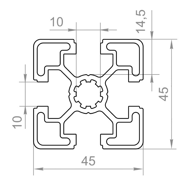 верстатний алюмінієвий профіль 45х45 T-слот верстатний алюмінієвий профіль 45х45 T-слот
