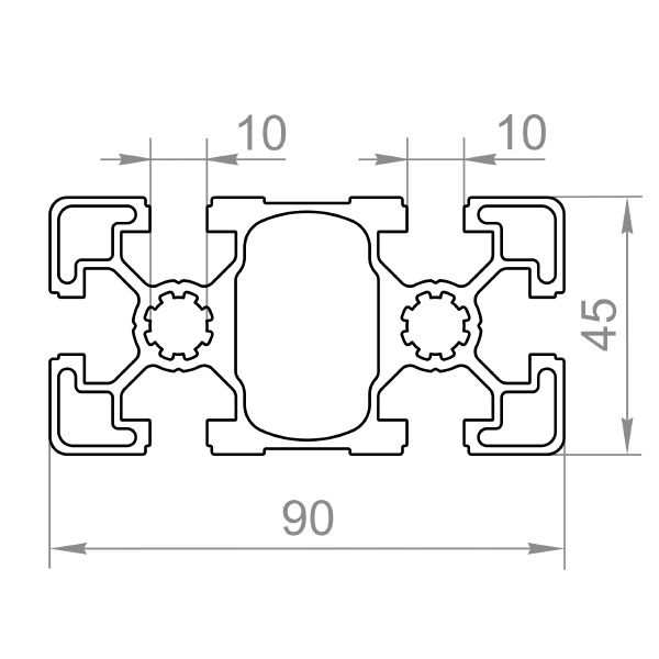верстатний алюмінієвий профіль 45х90 T-слот верстатний алюмінієвий профіль 45х90 T-слот