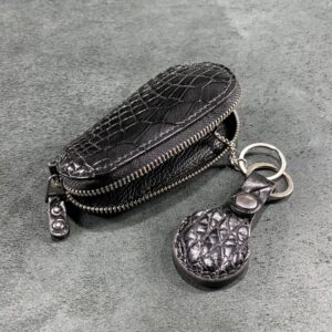 Шкіряна ключниця та брелок для зберігання чіпа домофона зі шкіри крокодила